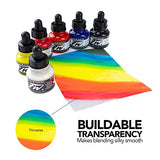 Daler-Rowney FW Acrylic Ink Bottle 6-Color Primary Set with Empty Marker - Acrylic Set of Drawing Inks for Artists and Students - Art Ink Calligraphy Set - Permanent Calligraphy Ink