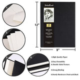 Sketchbook - Hardcover Sketch Pad, 9" x 12", Durable Sketch Book for Professional Kids, Adults, Artists and Amateurs, Use This Drawing Book with Pens, Pencils, Sketching Stick and More