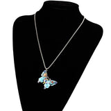 Luckeyui Blue Large Butterfly Pendant Necklaces for Girls Unique Insect Charm Jewelry Gift