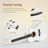 Acoustic Guitar, Cutaway Acoustic Guitar Full Size Dreadnought Acustica Guitarra Bundle with Gig Bag for Adults Teens Beginners Professionals, White by Vangoa…