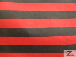 STRIPED/STRIPE POLY COTTON PRINT FABRIC - Black/Red - POLYCOTTON - 1" STRIPES (P217)