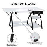TUFFIOM 57-Inch Sewing Craft Table, Specialized Sewing Machine Shelf, Enlarged Cutting Space, Sturdy Multifunctional Computer Desk with Storage Drawer, Adjustable Height, Ideal for Home Indoor Use