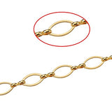 PandaHall Elite 1 Yard Brass Handmade Horse Eye Ring Chains 6x11x1mm for Jewelry Making Golden