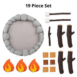 Cart Adventure Kids Pretend Plush Campfire and S'Mores Toy Set | Fun Indoor Camping Accessories | Fake Fire, Logs, Stones and S'Mores for Imagination | Play Set for Learning The Outdoors or Decor