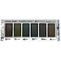 Kuretake GANSAI TAMBI Graphite Colors 6 color set, Dark Metallic Black, Watercolor Paint Set, Professional-quality for artists and crafters, water colors for adult, AP-Certified, Made in Japan