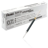 Pentel Refill Ink for EnerGel 0.7mm Needle Tip Liquid Gel Pen, Pack of 12, Black Ink (LRN7-A-12)