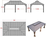 YOLENY 12' X 20' Hardtop Gazebo Galvanized Steel Outdoor Gazebo Canopy Double Vented Roof Pergolas Aluminum Frame with Netting and Curtains for Garden,Patio,Lawns,Parties