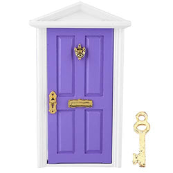 GLOGLOW Doll House Door, 1: 12 Doll House Miniatures Wooden Door Colorful DIY Metal Wood Dollhouse Toys Handmade 3D Mini Dolls Furniture Children Funny Toy Gift(Purple)