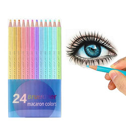 Macaron Colored Pencils, 24 Professional Pastel Coloring Pencils Cute Drawing Pencils for Adult Coloring Books (Set of 24)