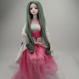 Lllunimon 1/3 BJD SD Doll Wig, Heat Resistant Synthetic Fiber Green Long Wavy Hair Doll Wigs Girls Gift