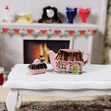 F Fityle 1:12 Dollhouse Accessory Mini Porcelain Hand Painting Tea Pot Doll House Decor Kitchen Miniature Simulation Furniture Set Model for Dollhouses