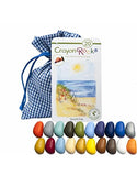 Crayon rocks - Non-Toxic children's soya crayons [pencil grip stimulating] - durable ecological chalk in a seaside themed bag - (20) natural washable spring colors - draw on paper and fabric for kids