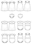 Butterick Patterns Toddler Girl's Underwear, Romper, and Dress Sewing Patterns, NB-S-M-L-XL, White