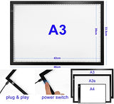 HIRALIY A3 LED Light Box 18.11" x 13.2" Diamond Painting Light Pad Kit with Metal Stand 4 Fasten Clips for Easy Vinyl Weeding,Tracing, Drawing