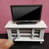 GLOGLOW 1:12 Miniature TV, Miniature Television Dollhouse Accessories Miniature Furniture Decor Model Kids Play Toy with Remote Control Dollhouse Decoration