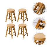 ibasenice Miniature Dolls Mini Wooden Stool Chairs Toy: 4Pcs Dollhouse Furniture Mini Bar Chairs Miniature Furniture Models Accessories Photography Layout Props 1/12 Scale Accessories