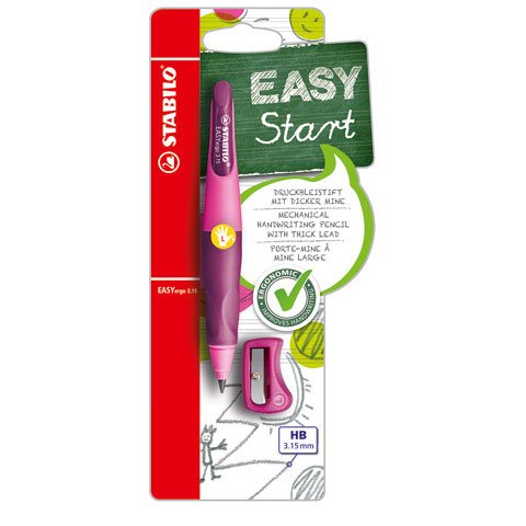 STABILO EASYergo 3.15 Ergonomic Mechanical Pencil for Right-Handers with 1 Thick HB Lead and