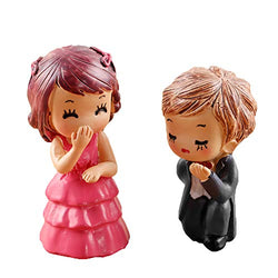 guohanfsh Propose Marriage Theme Bride and Groom Couple Figurines Miniatures Ornaments Crafts Fairy Garden Bonsai Doll House Decor