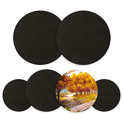 6 Pack Round Pre-Stretched Canvas, 3 Size Primed Canvas Boards for Painting, Artist Canvas Stretched Boards for Students Artist Hobby Painters Beginners Oil Painting, Black