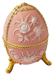 Pink Floral Egg Shaped Musical Jewelry Box playing Ode To Joy