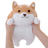 Shiba Inu Dog Plush Pillow, Cute Soft Corgi Stuffed Animals Doll Toys Gifts for Valentine, Christmas, Birthday, Bed, Sofa Chair (Brown Round Eye, 13.5in)