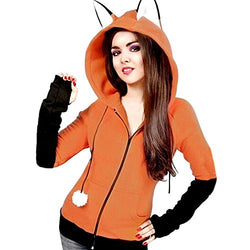 Anime Fox Orelhas Cosplay Hoodie Fleece Jacket halloween Cosplay Sweatshirt Cute Animal Costume Coat
