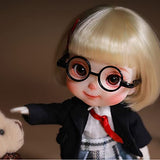 KSYXSL 1/12 BJD Dolls 13.5Cm 5.3" Deluxe Collector Doll Ball Jointed Doll with Full Set Clothes Socks Shoes Wig Makeup Glasses, Best Gift for Girls (Gift Wrapped)