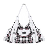 Handbag Hobo Women Handbag Roomy Multiple Pockets Street ladies' Shoulder Bag Fashion PU Tote Satchel Bag for Women (BB AK812-5G#1894#87#White/White)