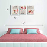 Wall Art for Bedroom Butterfly Wall Pictures Floral Paintings Faith Hope Love Quotes Inspirational Wall Art Watercolor Pink Flower Blossom Prints Bedroom Decor for Women Canvas Art 12x16inchx3pcs
