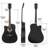 Vangoa Left Handed Guitar, Full Size Cutaway Left Handed Acoustic Guitar Kit for Adult Beginner 41 Inch Lefty Acustica Guitarra Set, Black