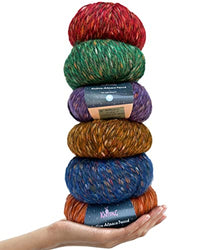Cotton Alpaca Tweed, 3 DK, Light Worsted Assortment Yarn Craft Set of 6 (882yds/300g), Super Soft Fluffy Blend for Knitting and Crocheting Multicolor Hats, Shawls, Garments, Blankets (Colorful Pack)