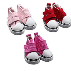 Fully 3 Pairs Doll Canvas Shoes Ballet Flats 5CM/1.96" Fits 14 Inch Dolls 1/6 BJD Dolls