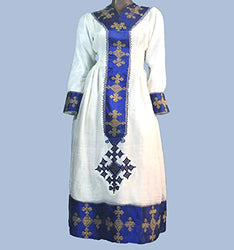 Ethiopian Dress,Traditional Hand Made New Women's Clothing. Habesha Girls Wedding Dress Blue