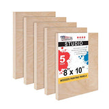 U.S. Art Supply 8" x 10" Birch Wood Paint Pouring Panel Boards, Studio 3/4" Deep Cradle (Pack of 5) - Artist Wooden Wall Canvases - Painting Mixed-Media Craft, Acrylic, Oil, Watercolor, Encaustic