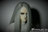 BJD Doll Wig 7-8inch (17-18.5cm): 1/4 BJD MSD, Fur Wig Dollfie / Silver Grey Extra Long Straight Hair