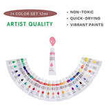 Acrylic Paint Set 24 Colors x 12 ml and 1 Artist Brushes,Safe and Reliable,Perfect for Canvas, Wood, Ceramic, Fabric.Rich Pigments Lasting Quality for Beginners, Students & Professional Artist.