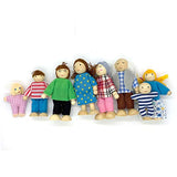 OKOK 8 Pcs Wooden Dollhouse Family Set Dollhouse Dolls Wooden Doll Family Pretend Play Figures, Miniature Doll House Doll Figures, Family Role Play Pretend Play Mini People Figures