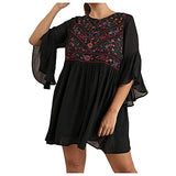 BoHo Bliss! Mandy and Ally Embroirdered Bell Sleeve Dress (small, black)
