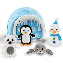 Talking Stuffed Animals Toys Set for Kids with Plush Igloo, Including Polar Bear, Penguin, Seal, Snowman, Ideal Gift for Boys Girls Toddlers