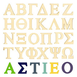 144 Pieces Wooden Greek Letters with Storage Box Unfinished Greek Alphabet Letters Wood Letter 1 Inch Focal20 Small Wooden Letters for Crafts DIY Paddle Painting Arts Project Home Decorations