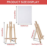 TAVOLOZZA Tabletop Easel with Canvas Set, 7 Pack 16 x 9 Inches Wooden Easels and 12 x 9.5 Inches Canvases, Art Painting Easel Stand for Kids Artist Adults Students Classroom