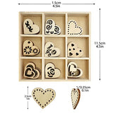 45pcs Laser Cut Wood Heart Love Embellishment Wooden Shape Craft Wedding Mothers Day Decor