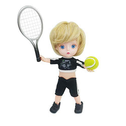 EVA BJD 1/8 Mini BJD Doll Cute 15cm 5.9" Sport Jointed Dolls ABS + Clothes + Accessories Toy Gift (Tennis boy)