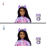 Barbie Doll, Cutie Reveal Owl Plush Costume Doll with 10 Surprises, Mini Pet, Color Change and Accessories, Snowflake Sparkle 