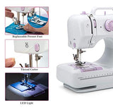 Portable Sewing Machine for Adult Beginners Electric Household Mini Sewing Machine Tool, 12 Built-in Stitches, 2 Speeds Double Thread, LED Light, Thread Cutter and Foot Pedal Included for DIYer