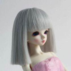 FidgetKute 1/3 1/4 1/6 Bjd Doll Straight Wig Black Gray Brown Blond Hair for Dollfie SD 1/3(21cm-24cm) Gray