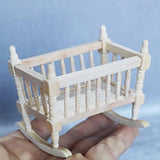 BARMI Dollhouse Cradles Smooth Kids Gift Wooden Scale 1:12 Dollhouse Cradle Baby Crib for Decor,Perfect DIY Dollhouse Toy Gift Set A