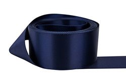 Ribbon Bazaar Double Faced Satin 1-1/2 inch Navy 50 Yards 100% Polyester Ribbon