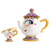 Enesco World of Miss Mindy Disney Beauty and The Beast Mrs. Potts and Chip Figurine Set, 4.06 Inch, Multicolor