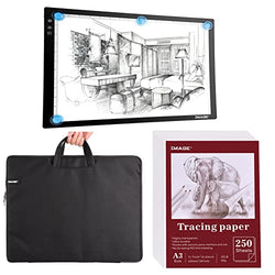 A3 Physical Buttons Control Light Pad Artcraft Tracing Light Board A3 size16.53*11.7 Inches Translucent Vellum Paper with 250 Sheets Waterproof Protective Case for A3 Light Pad